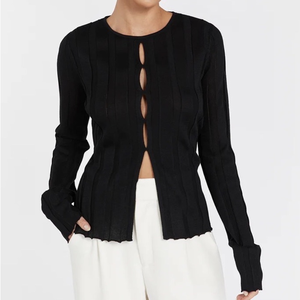 Dissh NWT- BRONSON BLACK LONG SLEEVE KNIT TOP - XS / BLACK